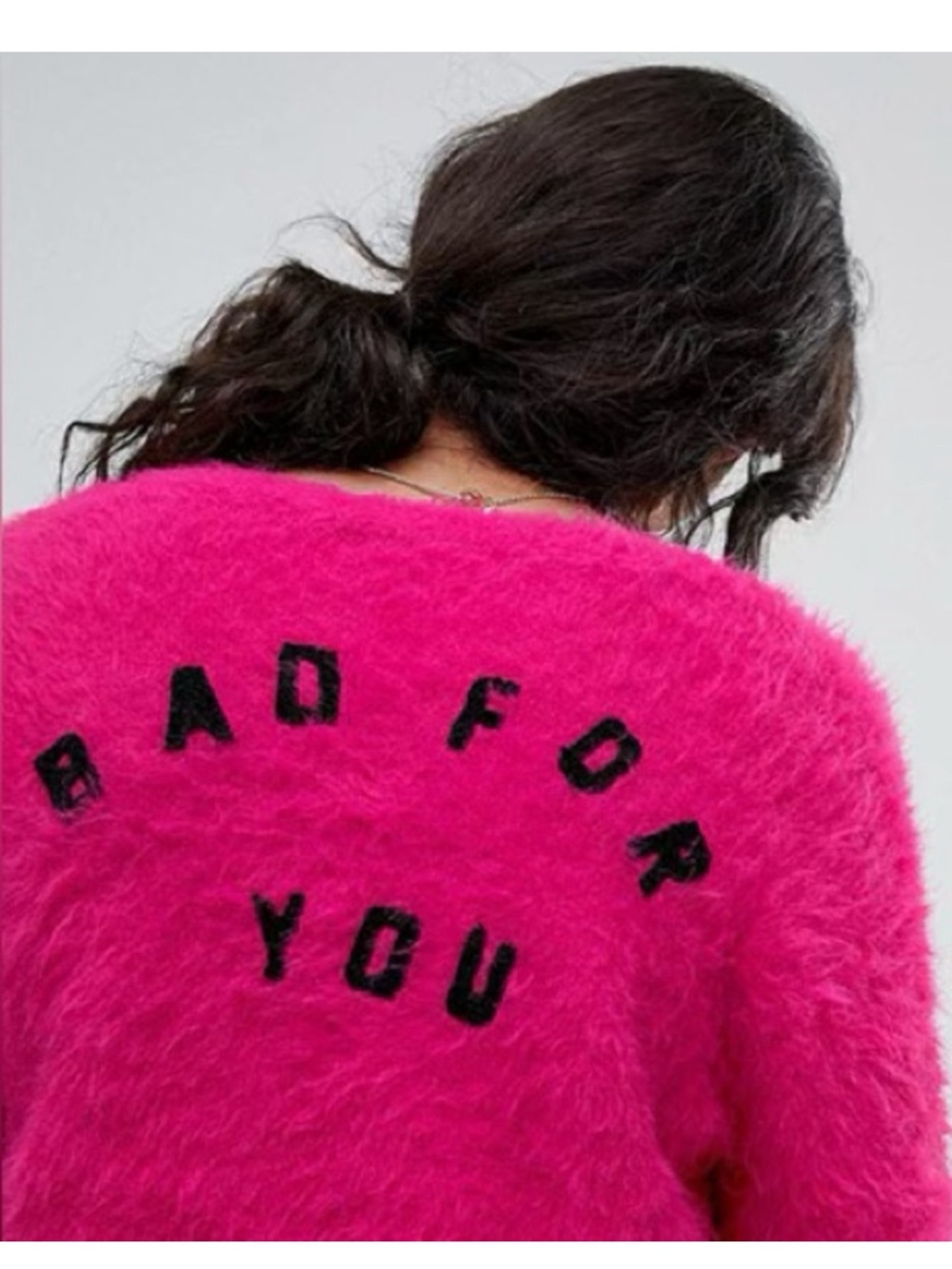 Lazy Oaf ‘Bad For You’ Shrunken Cardigan Hot Pink (Size L) EUC